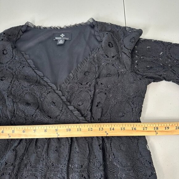 Ronni Nicole Babydoll Mini Dress Size 14 Black Lace Whimsigoth Fairy - Picture 9 of 11
